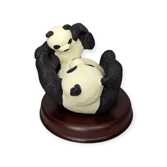 Marty Sculpture Inc Bear Foot Char-ming 7704 Panda Figurine on Wooden Base - Picture 2 of 14